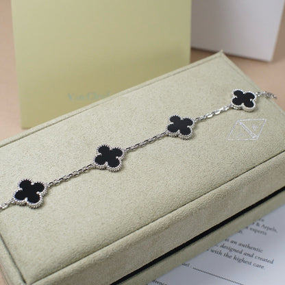 [Clover Jewels]CLOVER 5 MOTIF ONYXS  BRACELET SILVER