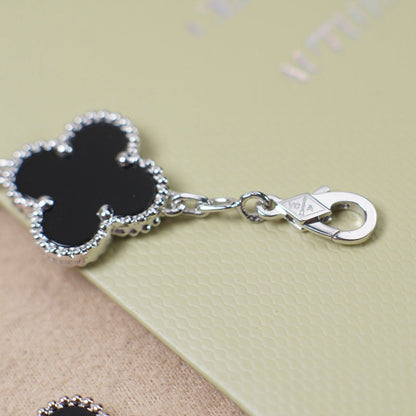 [Clover Jewels]CLOVER 5 MOTIF ONYXS  BRACELET SILVER