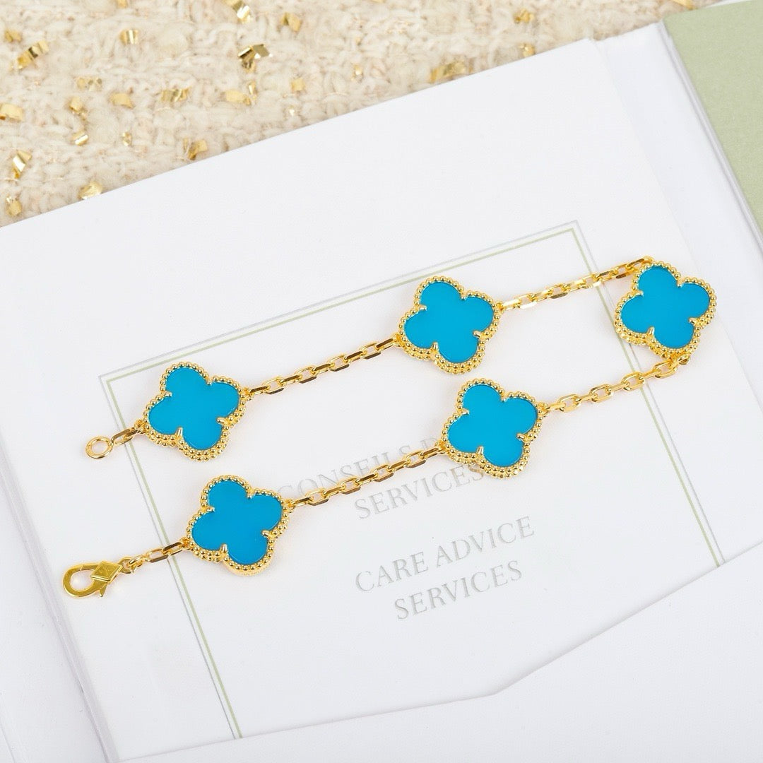 [Clover Jewels]CLOVER 5 MOTIFS TURQUOISE BRACELET