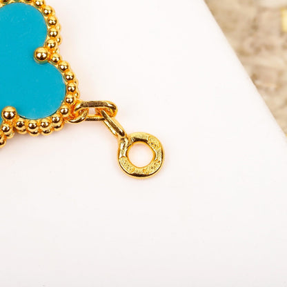 [Clover Jewels]CLOVER 5 MOTIF TURQUOISE DIAMOND GOLD BRACELET