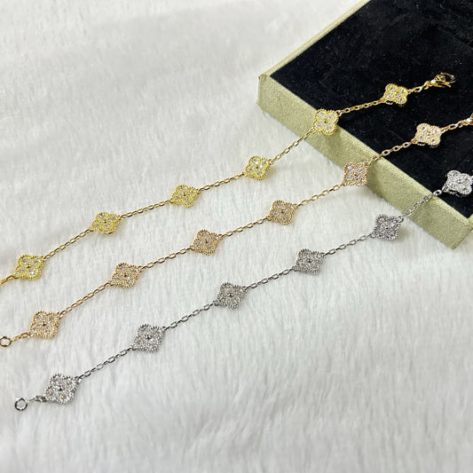 [Jesse Jewelry]CLOVER 6 MOTIF DIAMOND BRACELET