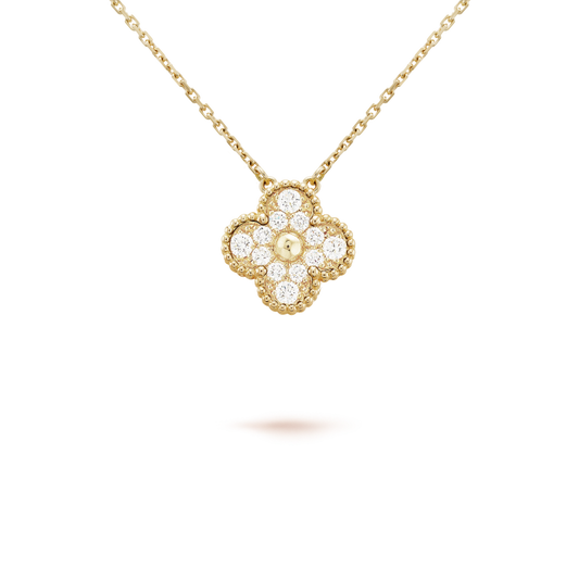 [Clover Jewels]CLOVER 15MM DIAMOND SINGLE FLOWER NECKLACE