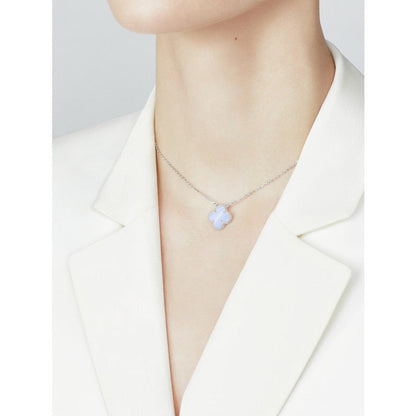 [Clover Jewels]CLOVER 15MM BLUE CHALCEDONY NECKLACE SILVER