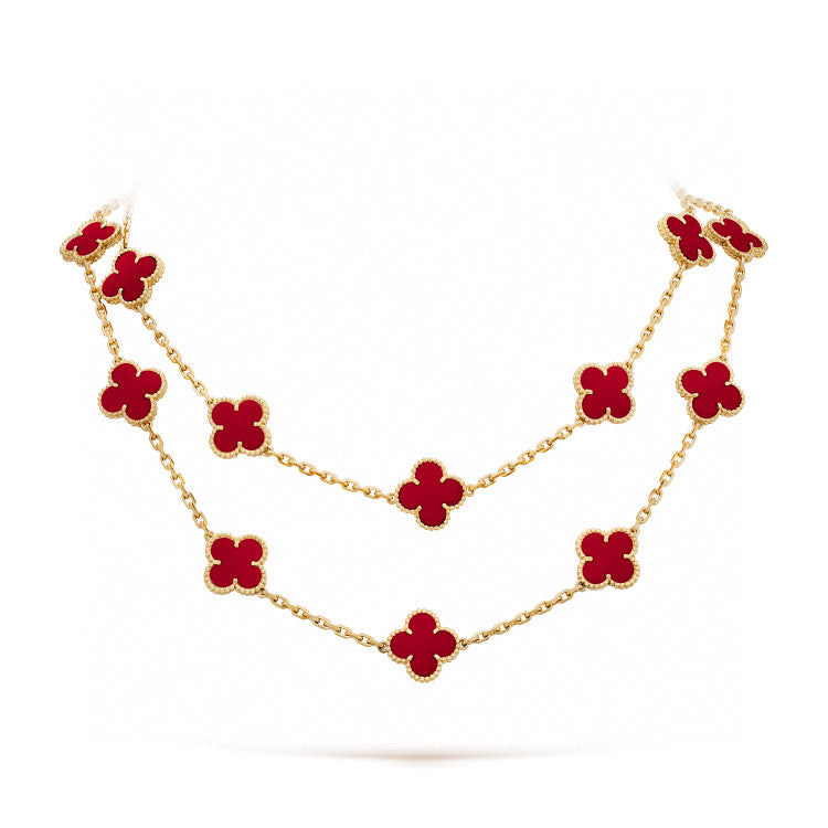 [Clover Jewels]CLOVER 20 MOTIFS CARNELIAN NECKLACE