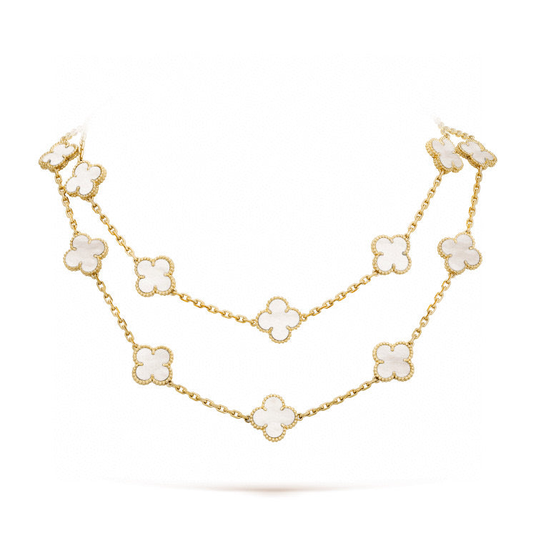 [Clover Jewels]CLOVER 20 MOTIFS WHITE MOP NECKLACE