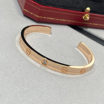 [Clover Jewels]LOVE BRACELET 6.1MM 1 DIAMOND OPEN CUFF