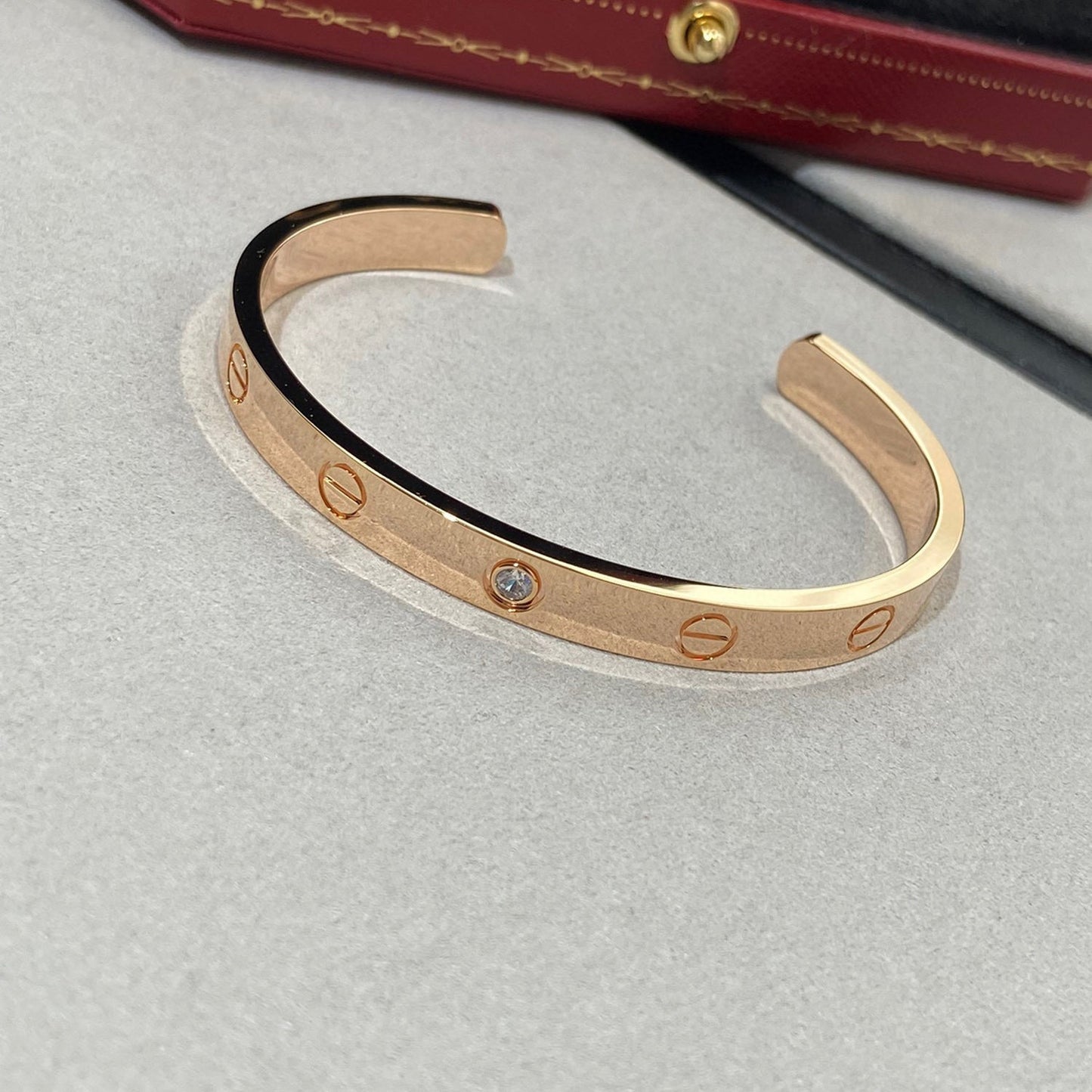 [Clover Jewels]LOVE BRACELET 6.1MM 1 DIAMOND OPEN CUFF