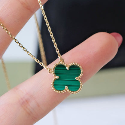 [Clover Jewels]CLOVER 15MM MALACHITE SINGLE FLOWER  NECKLACE