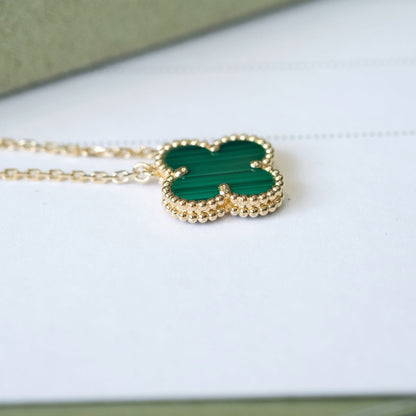 [Clover Jewels]CLOVER 15MM MALACHITE SINGLE FLOWER  NECKLACE