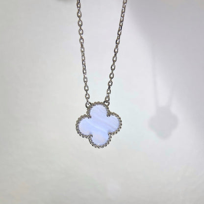 [Clover Jewels]CLOVER 15MM BLUE CHALCEDONY NECKLACE SILVER