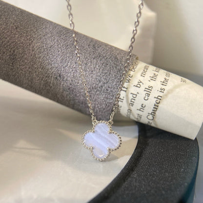 [Clover Jewels]CLOVER 15MM BLUE CHALCEDONY NECKLACE SILVER