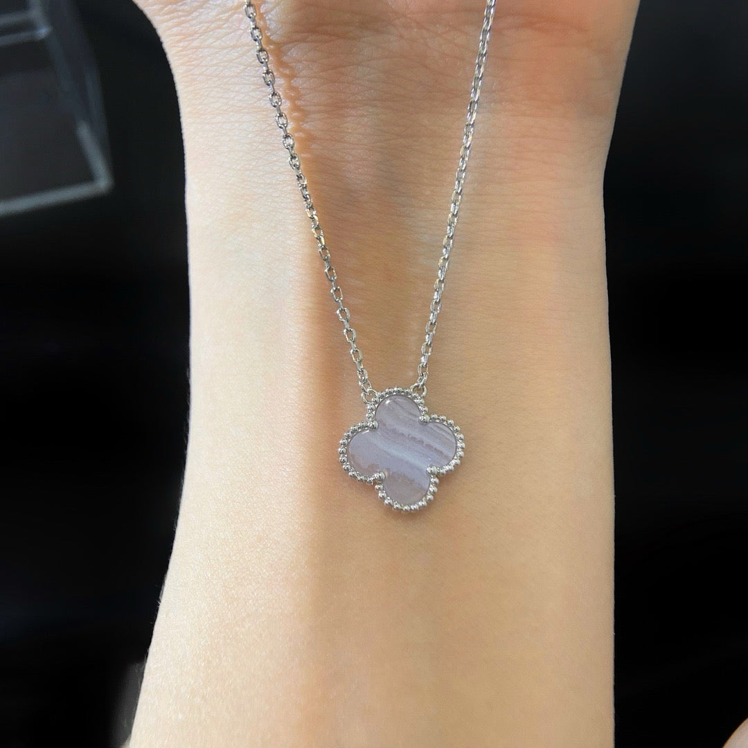 [Clover Jewels]CLOVER 15MM BLUE CHALCEDONY NECKLACE SILVER