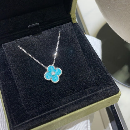 [Clover Jewels]CLOVER 15MM DIAMOND SVRES PORCELAIN  NECKLACE SILVER