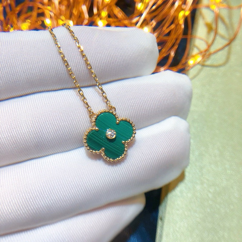 [Clover Jewels]CLOVER 15MM DIAMOND TURQUOISE NECKLACE