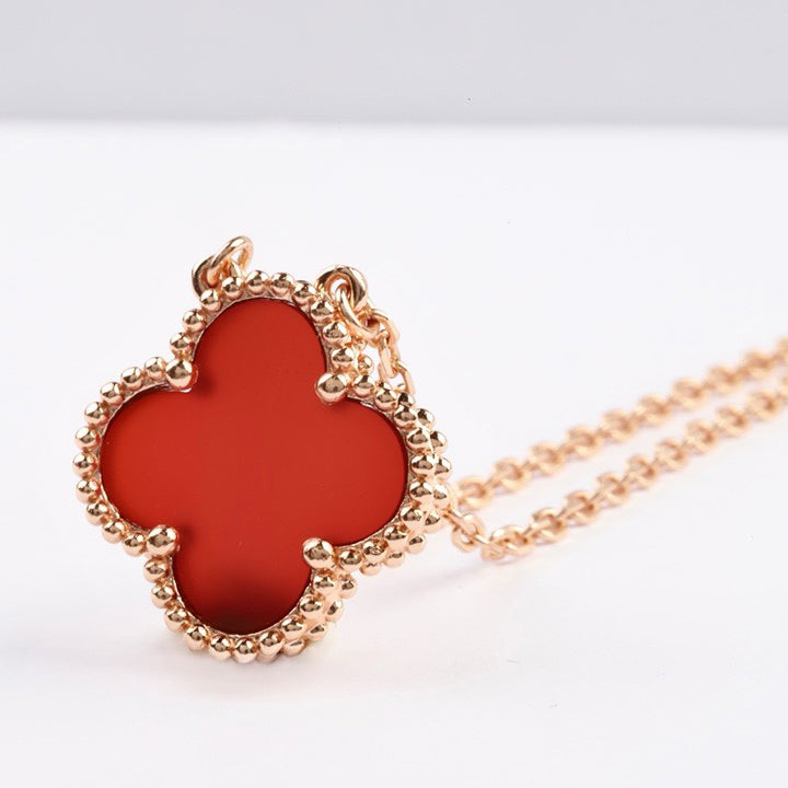 [Clover Jewels]CLOVER 15MM CARNELIAN SINGLE FLOWER NECKLACE