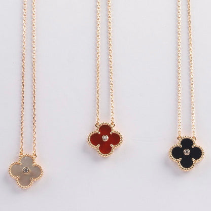 [Clover Jewels]CLOVER 15MM DIAMOND CARNELIAN NECKLACE