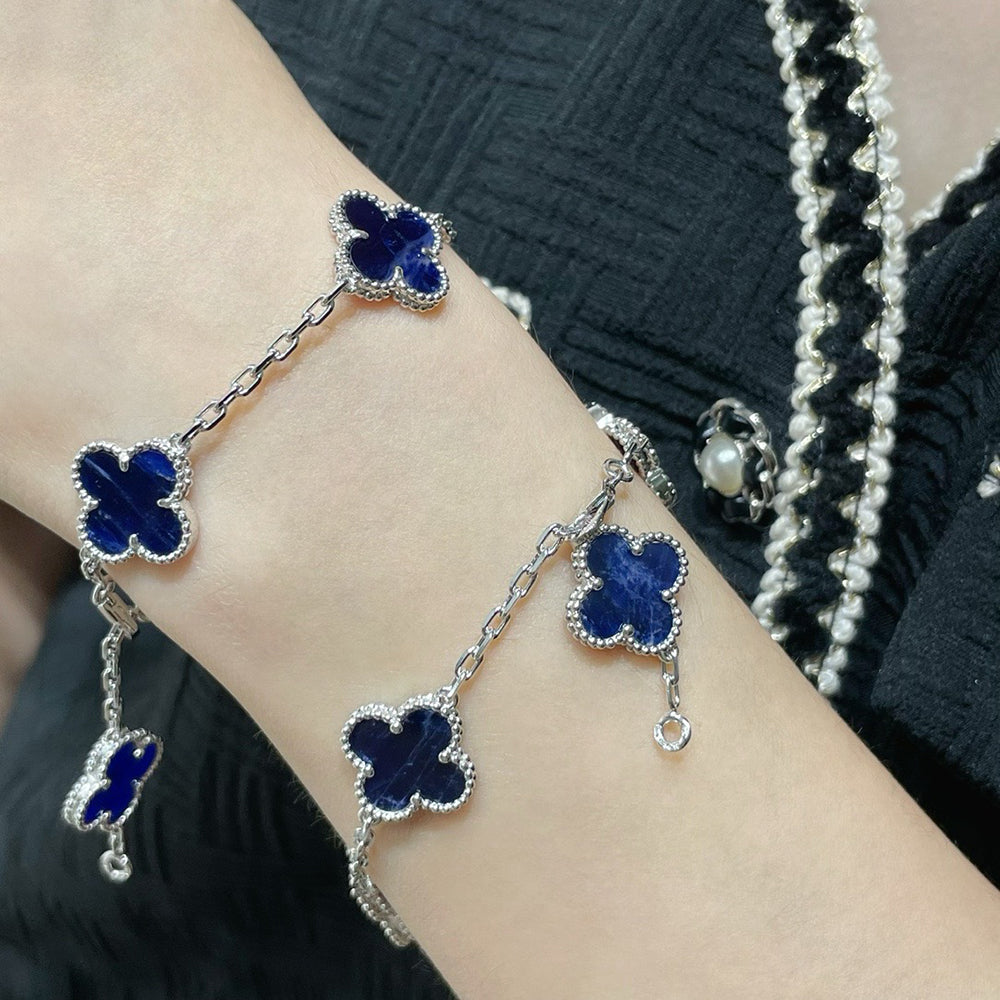 [Clover Jewels]CLOVER 5 MOTIF PIETERSITE SILVER BRACELET