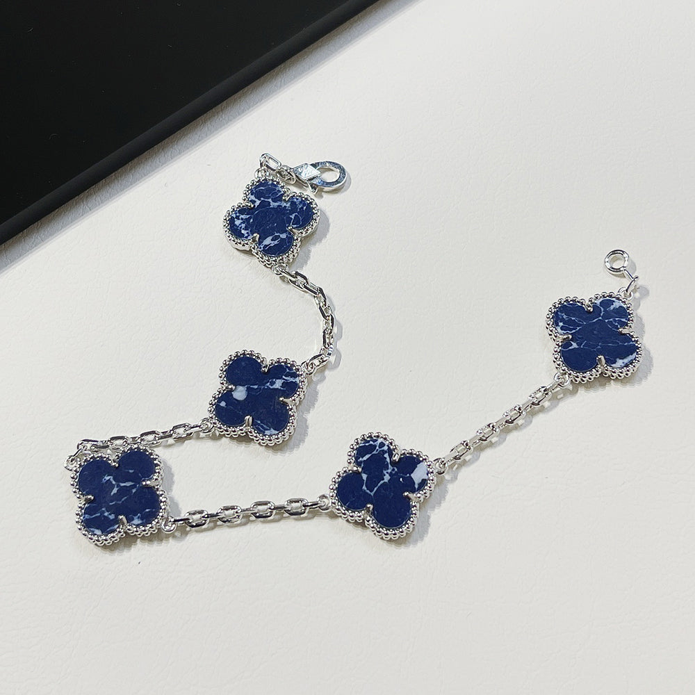 [Clover Jewels]CLOVER 5 MOTIF PIETERSITE SILVER BRACELET