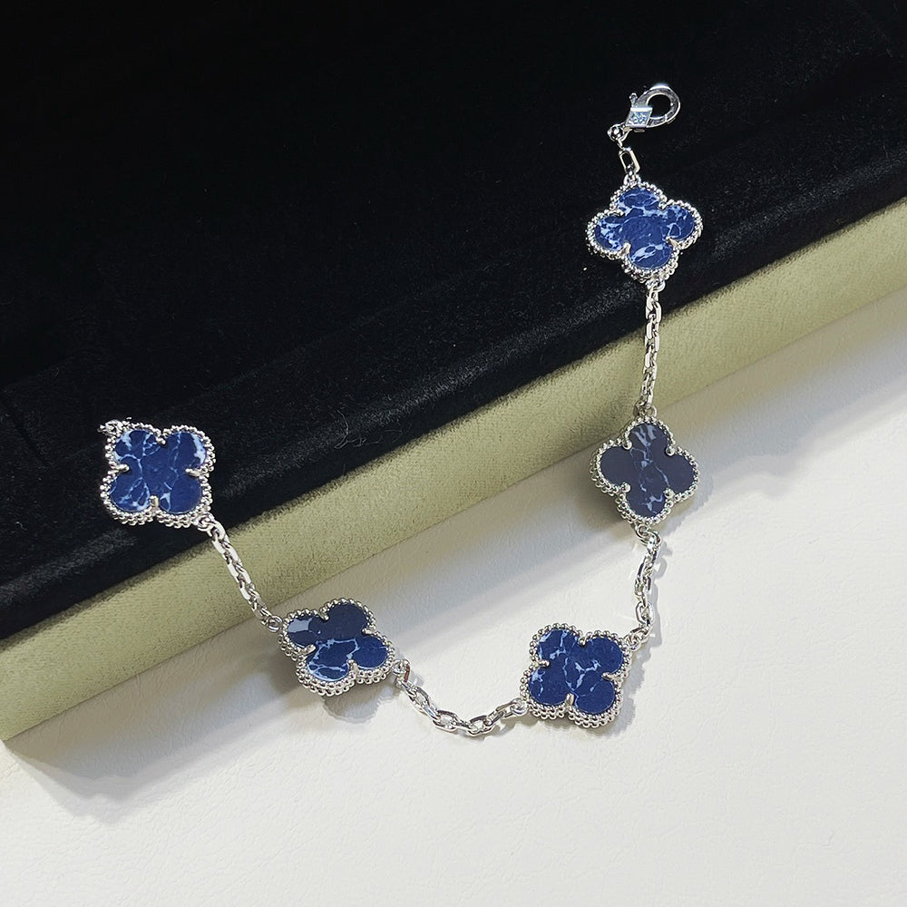 [Clover Jewels]CLOVER 5 MOTIF PIETERSITE SILVER BRACELET