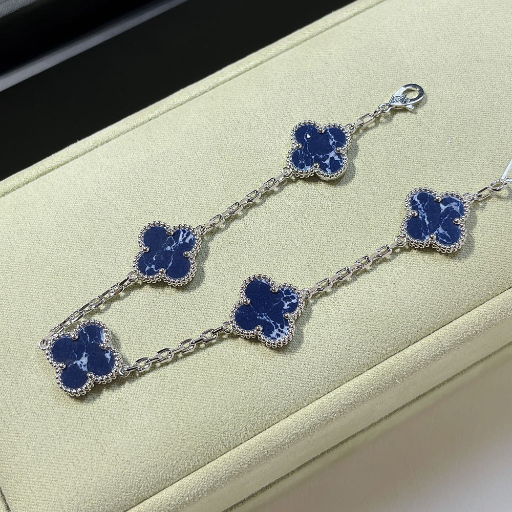 [Clover Jewels]CLOVER 5 MOTIF PIETERSITE SILVER BRACELET