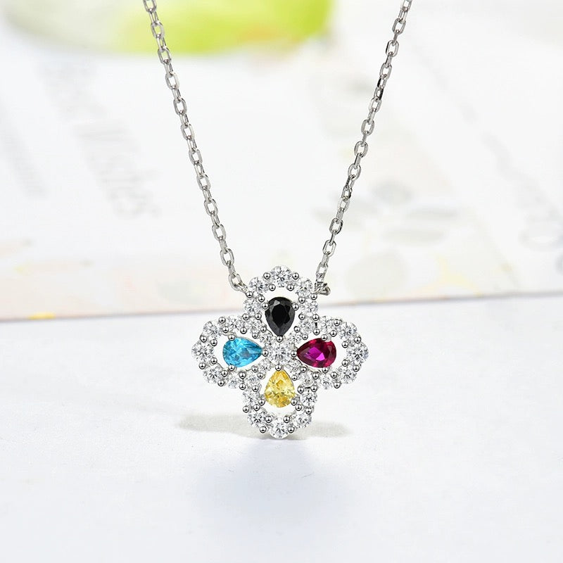 [Clover Jewels]LOOP NECKLACE FULL MOTIF DIAMOND 16MM MULTIPLE COLORS