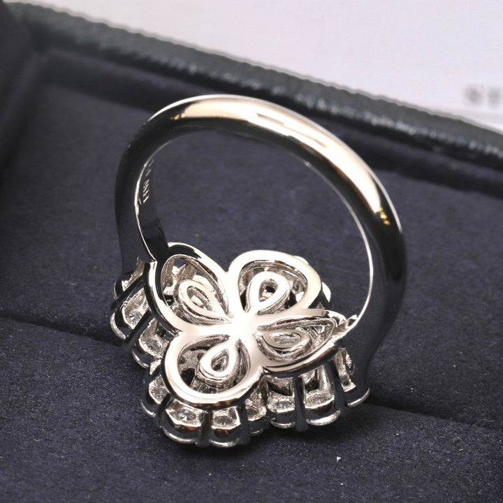 [Clover Jewels]LOOP RING FULL MOTIF DIAMOND 16MM SILVE