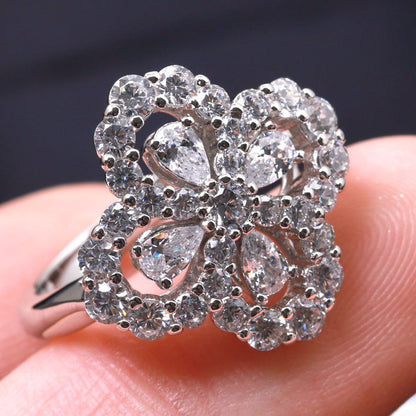 [Clover Jewels]LOOP RING FULL MOTIF DIAMOND 16MM SILVE