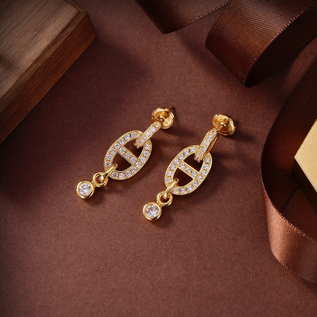 [Clover Jewels]HM CHAINE DIAMOND EARRINGS