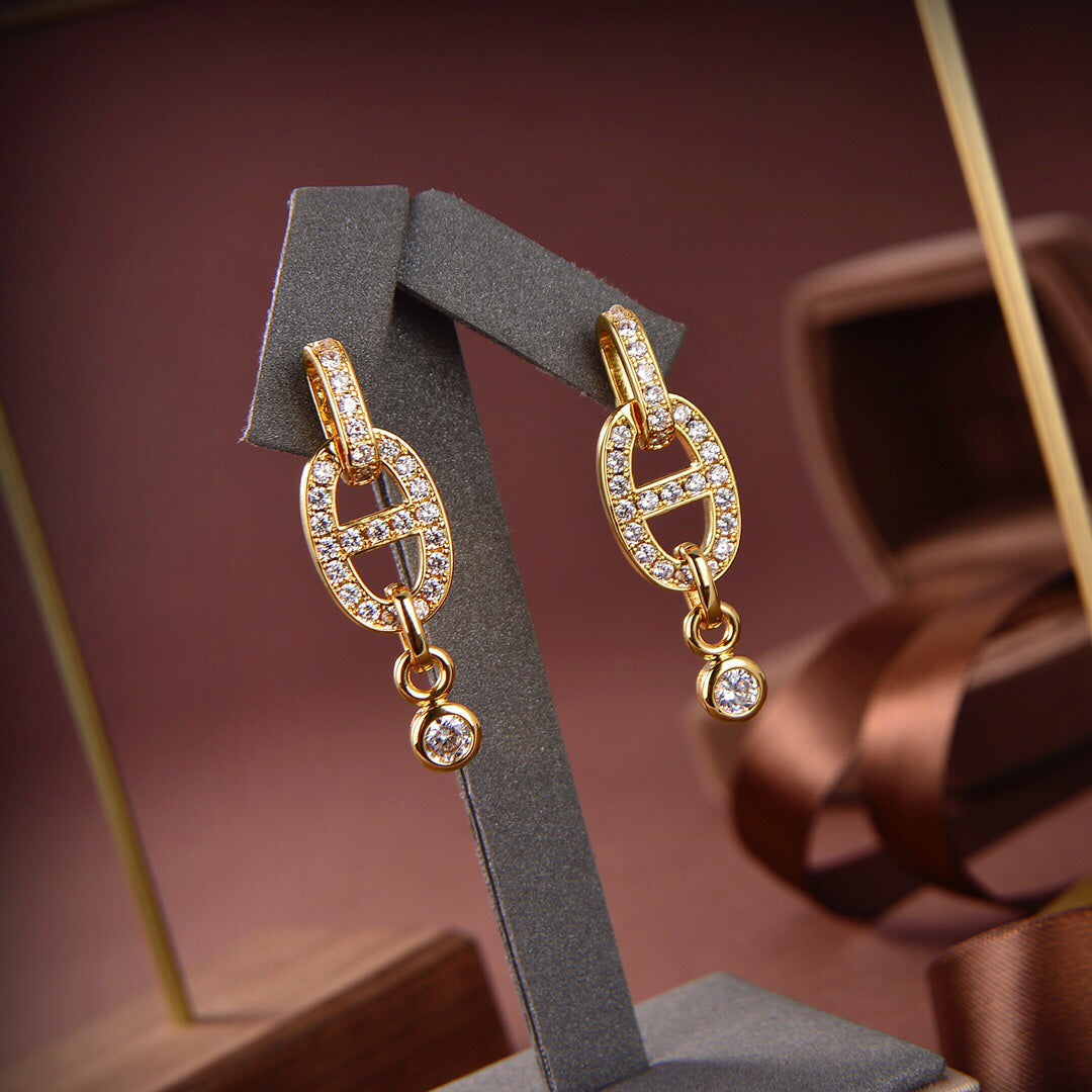 [Clover Jewels]HM CHAINE DIAMOND EARRINGS