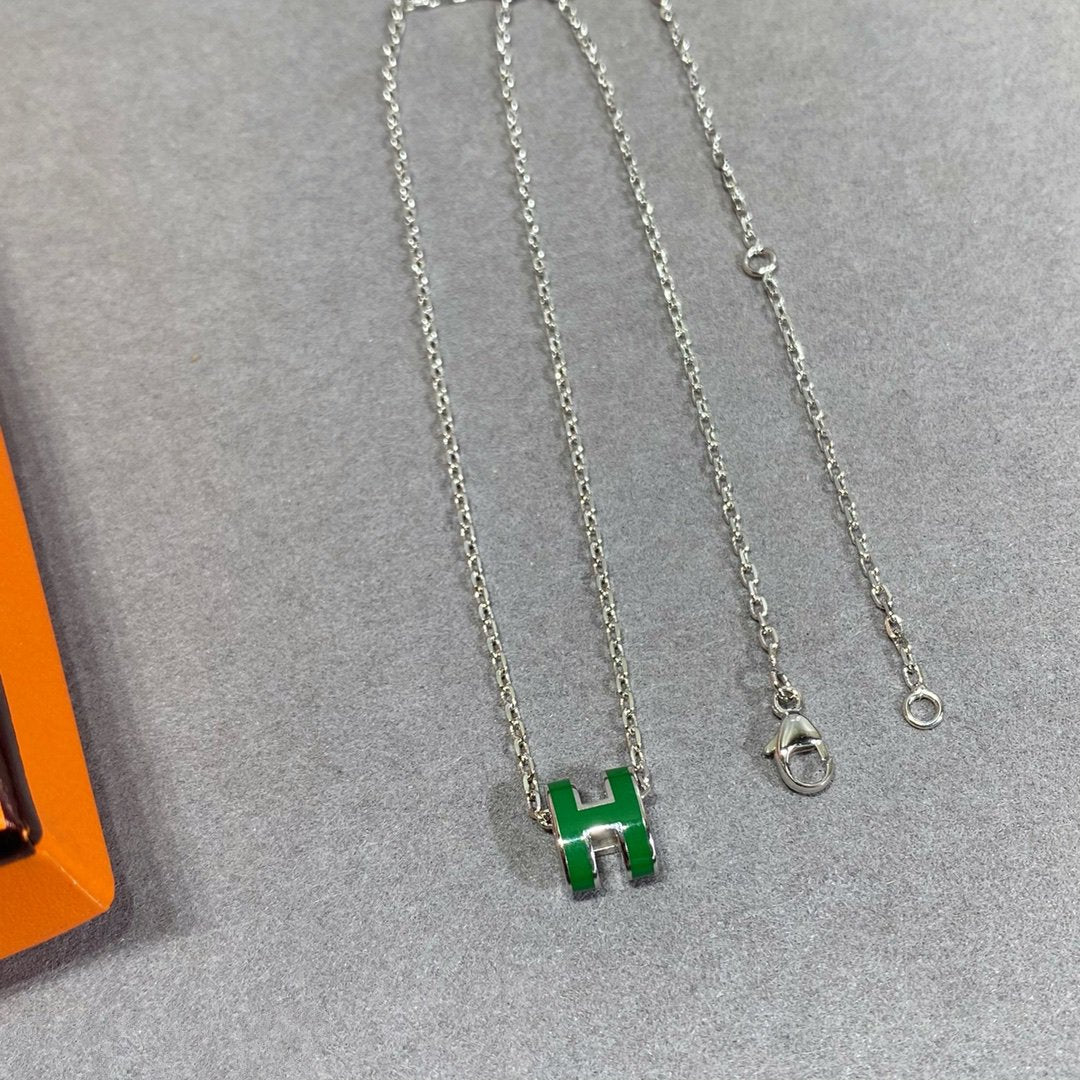 [Clover Jewels]POP H GREEN NECKLACE SILVER AND GOLD