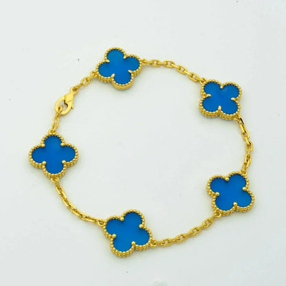 [Clover Jewels]CLOVER 5 MOTIFS BLUE AGATE BRACELET