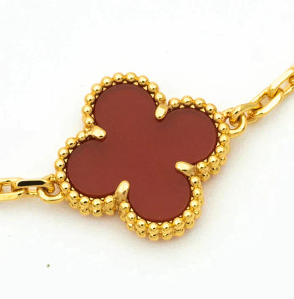 [Clover Jewels]CLOVER  5 MOTIFS CARNELIAN GOLD BRACELET