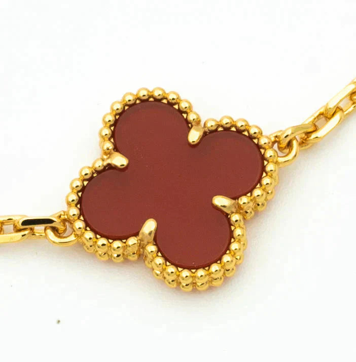 [Clover Jewels]CLOVER 5 MOTIFS CARNELIAN DIAMOND BRACELET