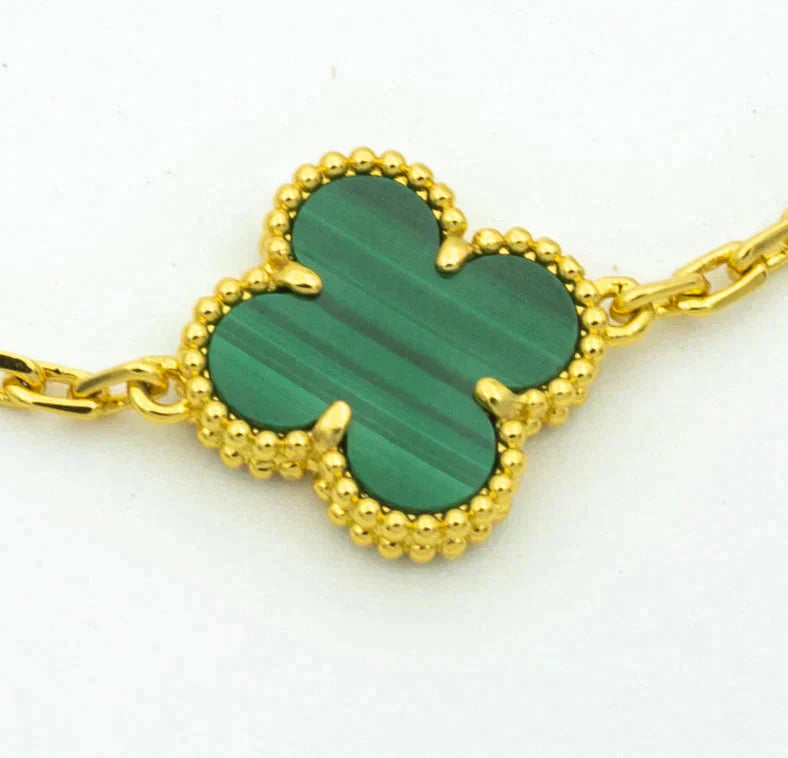 [Clover Jewels]CLOVER  5 MOTIF MALACHITE DIAMOND BRACELET