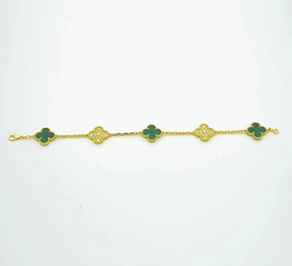 [Clover Jewels]CLOVER  5 MOTIF MALACHITE DIAMOND BRACELET