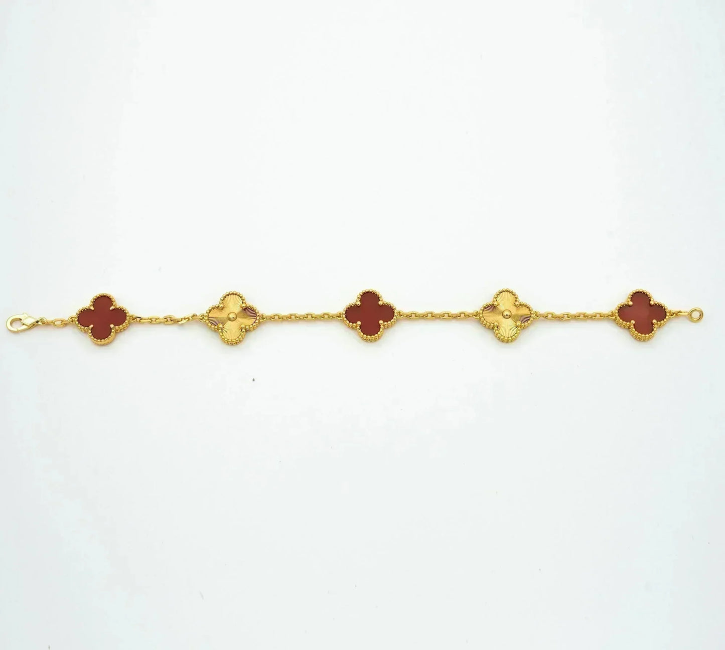 [Clover Jewels]CLOVER  5 MOTIFS CARNELIAN GOLD BRACELET