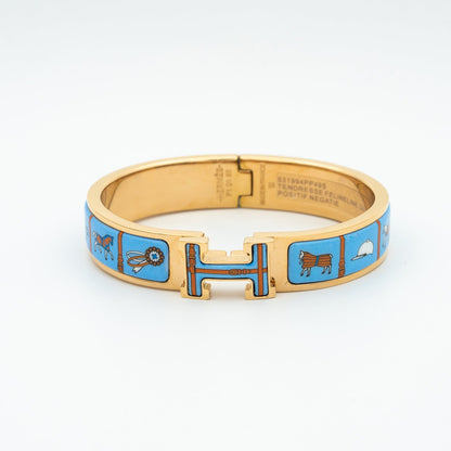 [Clover Jewels]H PINK GOLD BRACELET BLUE CERAMIC