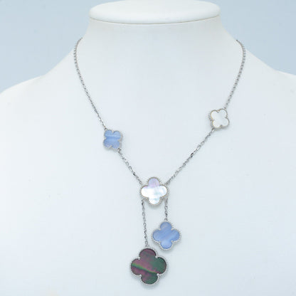 [Clover Jewels]CLOVER MOP CHALCEDONY NECKLACE SILVER 6 MOTIF