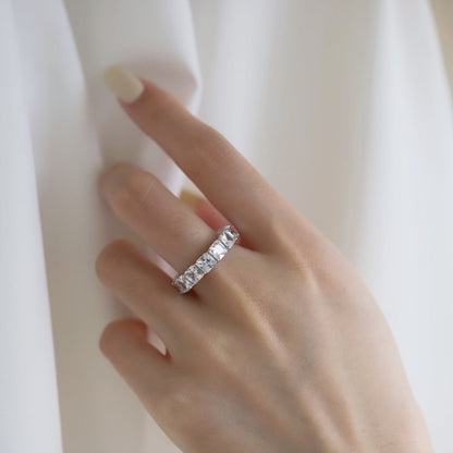 [Clover Jewels]Elegant Princess Cut Tennis Ring