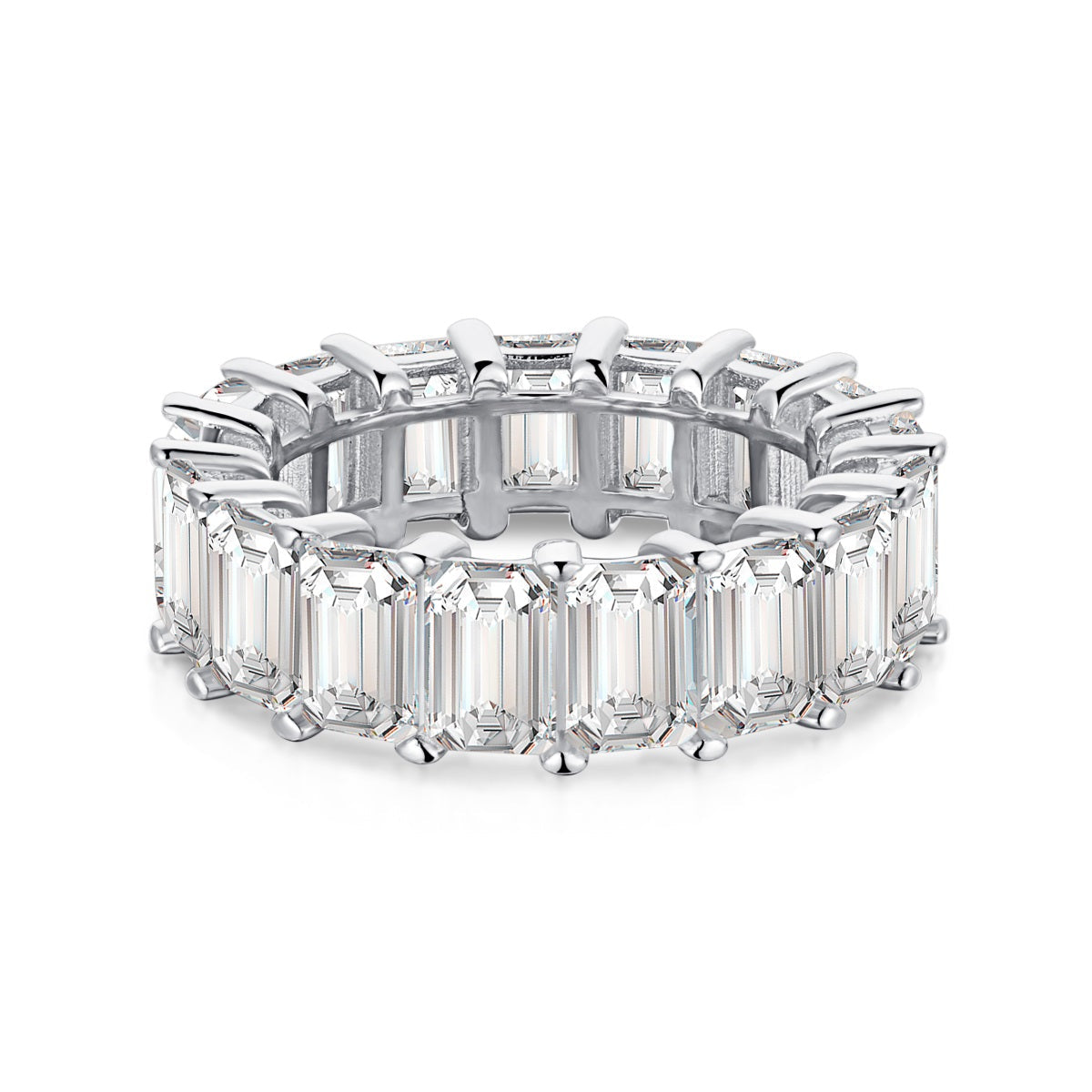 [Clover Jewels]0.75 Carat Elegant Emerald Cut Tennis Ring