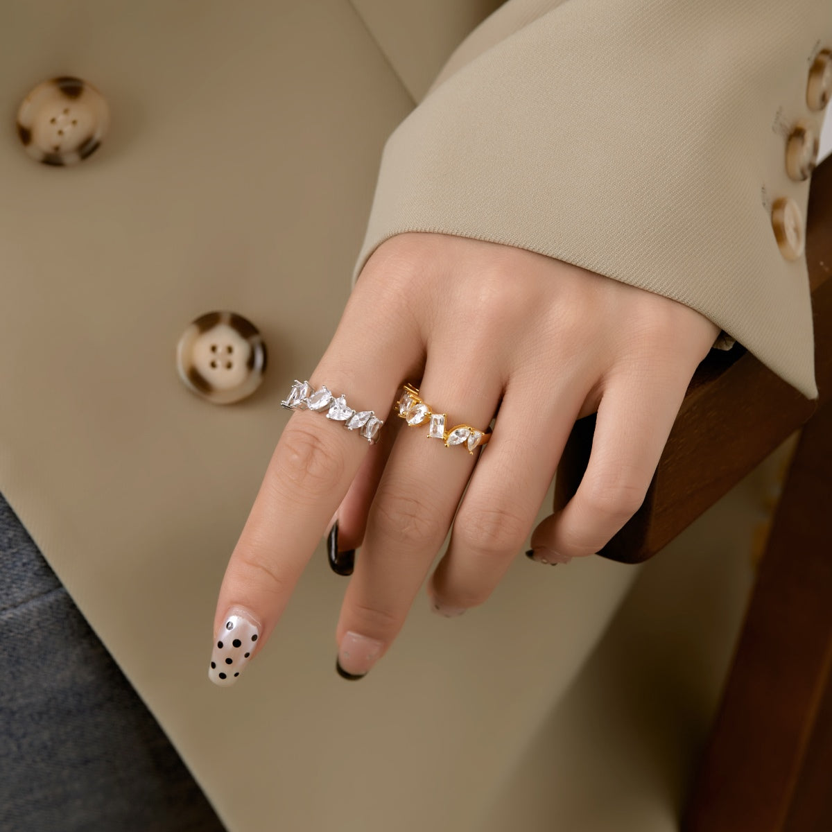 [Clover Jewels]Delicate Multi Cut Ring