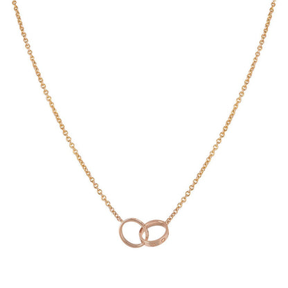 [Clover Jewels]LOVE NECKLACE DOUBLE RING PINK GOLD