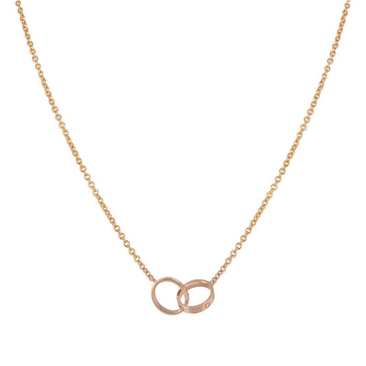 [Clover Jewels]LOVE NECKLACE DOUBLE RING PINK GOLD