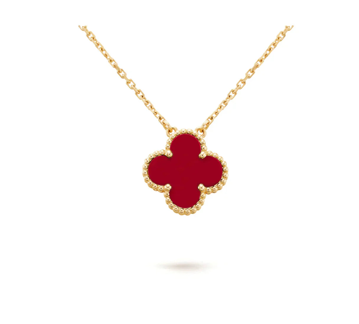 [Clover Jewels]CLOVER 15MM CARNELIAN SINGLE FLOWER NECKLACE