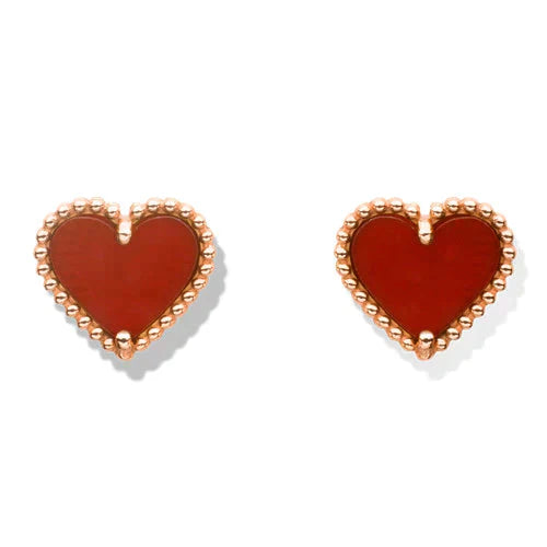 [Clover Jewels]HEART CARNELIAN STUD EARRINGS