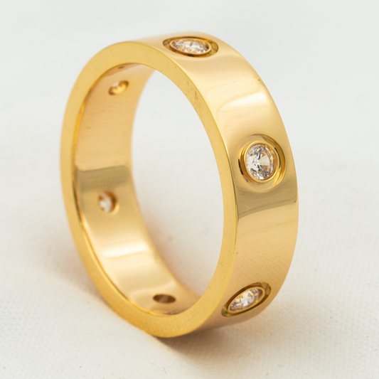 [Clover Jewels]LOVE RING 5.5MM 6 DIAMONDS PINK GOLD