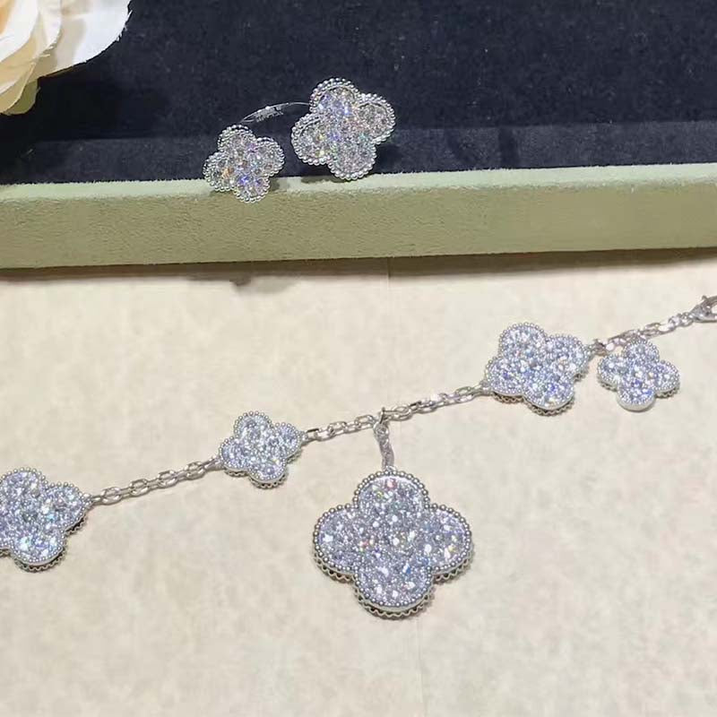 [Clover Jewels]CLOVER 6 MOTIFS SILVER DIAMOND BRACELET