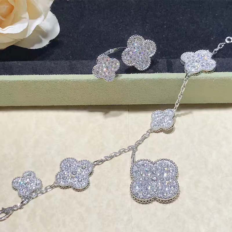 [Clover Jewels]CLOVER 6 MOTIFS SILVER DIAMOND BRACELET