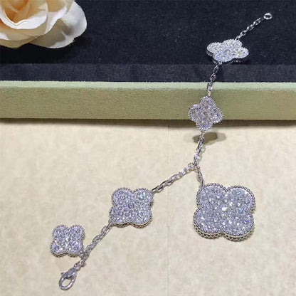 [Clover Jewels]CLOVER 6 MOTIFS SILVER DIAMOND BRACELET