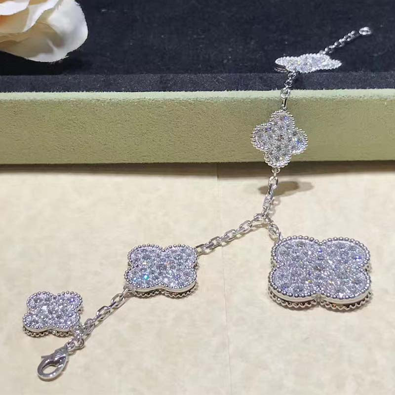 [Clover Jewels]CLOVER 6 MOTIFS SILVER DIAMOND BRACELET